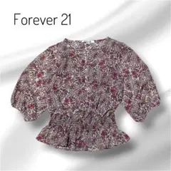 Forever21 花柄ブラウス シフォン ボタニカル シャーリング レディース