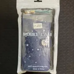 スマホ iPhone 6/7/8 Plus 手帳型ケース ネイビー 星柄