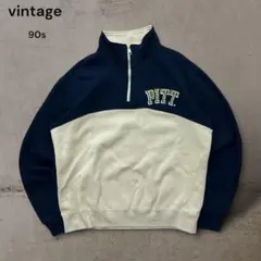 90sハーフジップカレッジスウェットピットパンサーズ刺繍ロゴミシガンカラー短丈