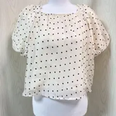 GRL グレイル 新品タグ付き 半袖ブラウス M ドット シフォン オフホワイト