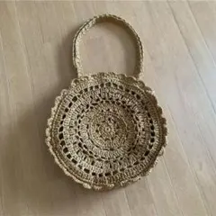 ローリーズファーム　円形フリルデザイン かごバッグ　ペーパーカギバリトート