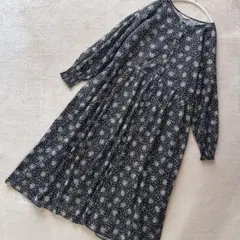 【美品】サマンサモスモス 綿麻起毛キンモクセイプリントワンピース