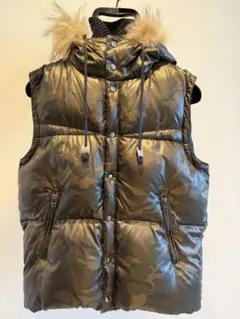 美品 heritage stone ファー ダウンベスト 迷彩 ダブルジップ