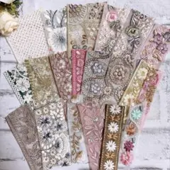 はぎれ　インド刺繍リボン　アソート　パック　2m NO 65
