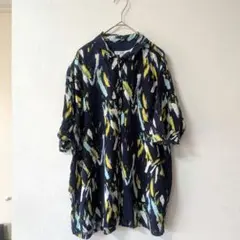 【niko and】ニコアンド 柄シャツ 半袖 シャツ ネイビー 美品
