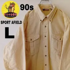 USA古着 SPORTS AFIELD　ネルシャツL　イエロー　90s