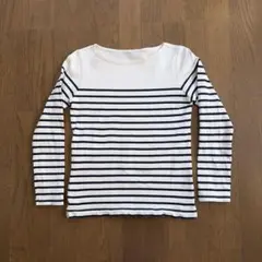 無印　白×ネイビー　ボーダー長袖Tシャツ レディース　M コットン100%