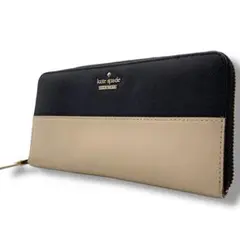 ケイトスペードニューヨーク　ラウンドファスナー　レザー　バイカラー