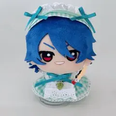 ぬい服/ちびぐるみ/ミント/メイド服/ギンガムチェック10-12cm緑グリーン