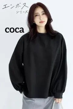 k0738 coca エンボスバルーンスリーブカットソー ブラック
