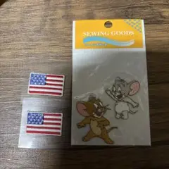 トムとジェリー アメリカ国旗 ワッペン 3枚セット