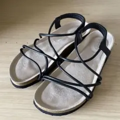 ブラック クロスストラップサンダルLLサイズ