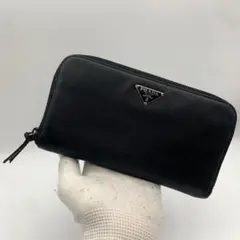 RFID搭載/美品✨プラダ　長財布　ラウンドジップ シャイン レザー グレー RFID搭載/美品✨プラダ 長財布 ラウンドジップ シャイン レザー グレー