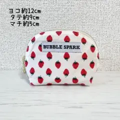 ミニポーチ 小物入れ コスメポーチ いちご柄　ピンク　ハンドメイド
