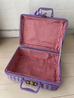 【美品！処分前】ピクニック　バスケット　撮影用　インテリア　紫　赤チェック