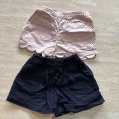 ピンク・黒 半ズボンセット スカラップエッジ