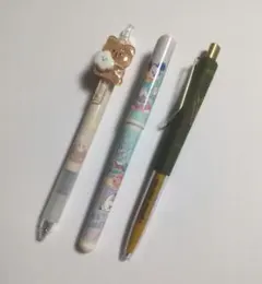 【中古】　ボールペン　３本セット　エナージェル　GREEFUL　ミッキー　くま