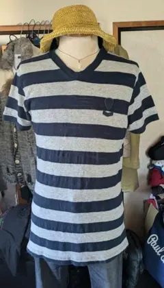 DIESEL／ストライプ Vネック Tシャツ