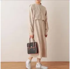 continuer de NICE CLAUP 綾ビーチ起毛くるみ釦ワンピース