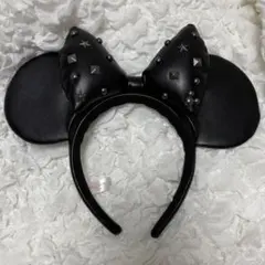値下げ ディズニー カチューシャ ミニー 黒 スタッズ付き