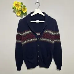 TAKEO KIKUCHI ネイビー カーディガン　襟付　2 秋冬ウール100%