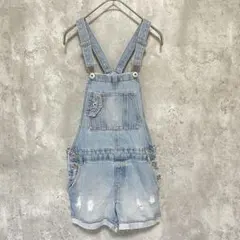 【ZARA】140cm デニムサロペット オーバーオール ダメージデニム