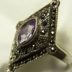 ri60 ヴィンテージ 銀製マーカサイト パープルストーン リング １３号