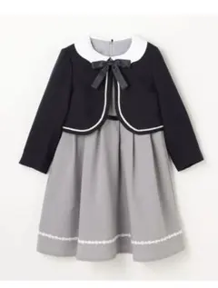 any FAM 　スカラップ襟付きフォーマルドレス　グレー✖ネイビー　 130