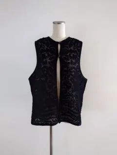 niko and レース編み ノースリーブベスト 黒