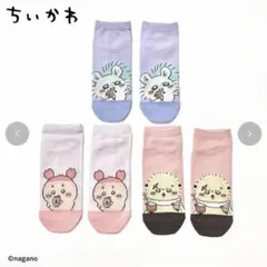 ちいかわ　靴下　くつ下　ソックス　3足セット　モモンガ　古本屋　ラッコ　しまむら