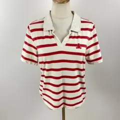 GAP ギャップ ウッォシュドロー ジャージー イージーポロシャツ ボーダー Sのサムネイル