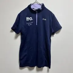 【フィラ】　ハーフジップ　スポーツウェア　半袖　ネイビー