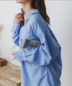 miniministore ベーシックオーバーサイズとろみシャツ　ライトブルー
