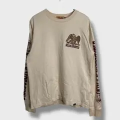 インディアンモーターサイクル☆刺繍デザインロンT☆M☆袖プリ☆バイク☆L25M