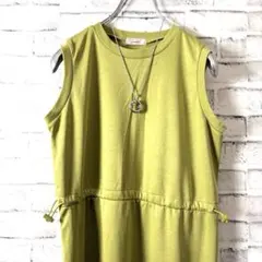 Linoluce ロングワンピース S ピスタチオカラーウエストドロスト夏ワンピ