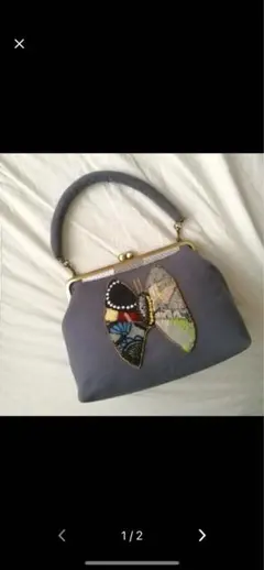 ミナペルホネン生地の刺繍∗　がま口バッグ