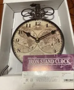IRON STAND CLOCK 地図デザイン 置時計