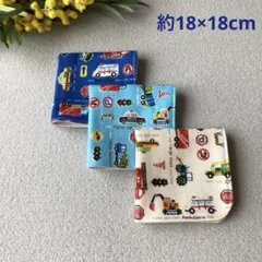 ミニハンカチ ガーゼハンカチ 男の子 働く車柄 3枚セット