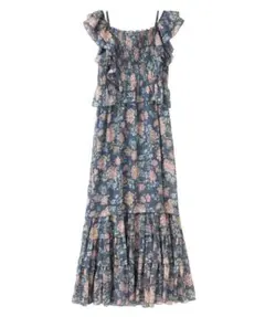 cocodeal シャーリングフリルフラワープリントワンピース