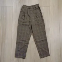 UNIQLO チェック柄 タックワイドテーパードパンツ 140