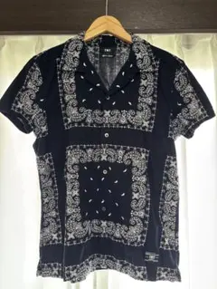 TMT ペイズリー 総刺繍 ネイビー 半袖シャツ SIZE:Sのサムネイル