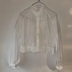 Ray BEAMS ホワイト クロップド丈 シャツ