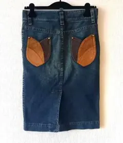 DSQUARED2☆レザーポケット☆デニムタイトスカート☆ヴィンテージ40☆美品のサムネイル