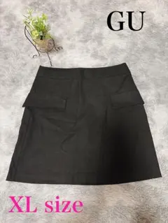 GU ジーユー 台形スカート ブラック XL カジュアル カーゴ風 ミニスカート