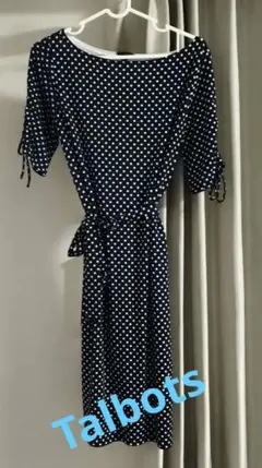SALE Talbots ドット柄 半袖ワンピース ネイビー Sのサムネイル