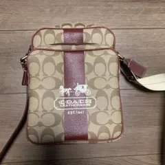 COACH ショルダーバッグ ベージュ/レッド
