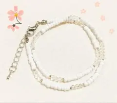 ハンドメイド/2連ブレスレット/シルバーアジャスター付き