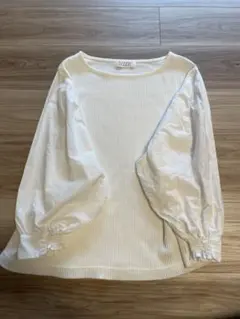 ローリーズファーム　ホワイトリブ編み長袖トップス　M