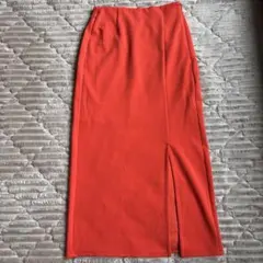 オレンジカットソー ナローミディスカート Sサイズ GU