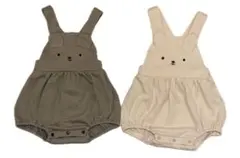 うさぎ くま 耳付きロンパース 70サイズ 2枚セット サロペット アニマル